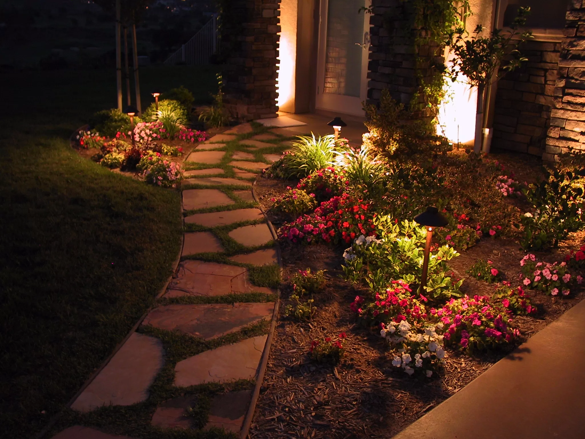 walkway with spotlights