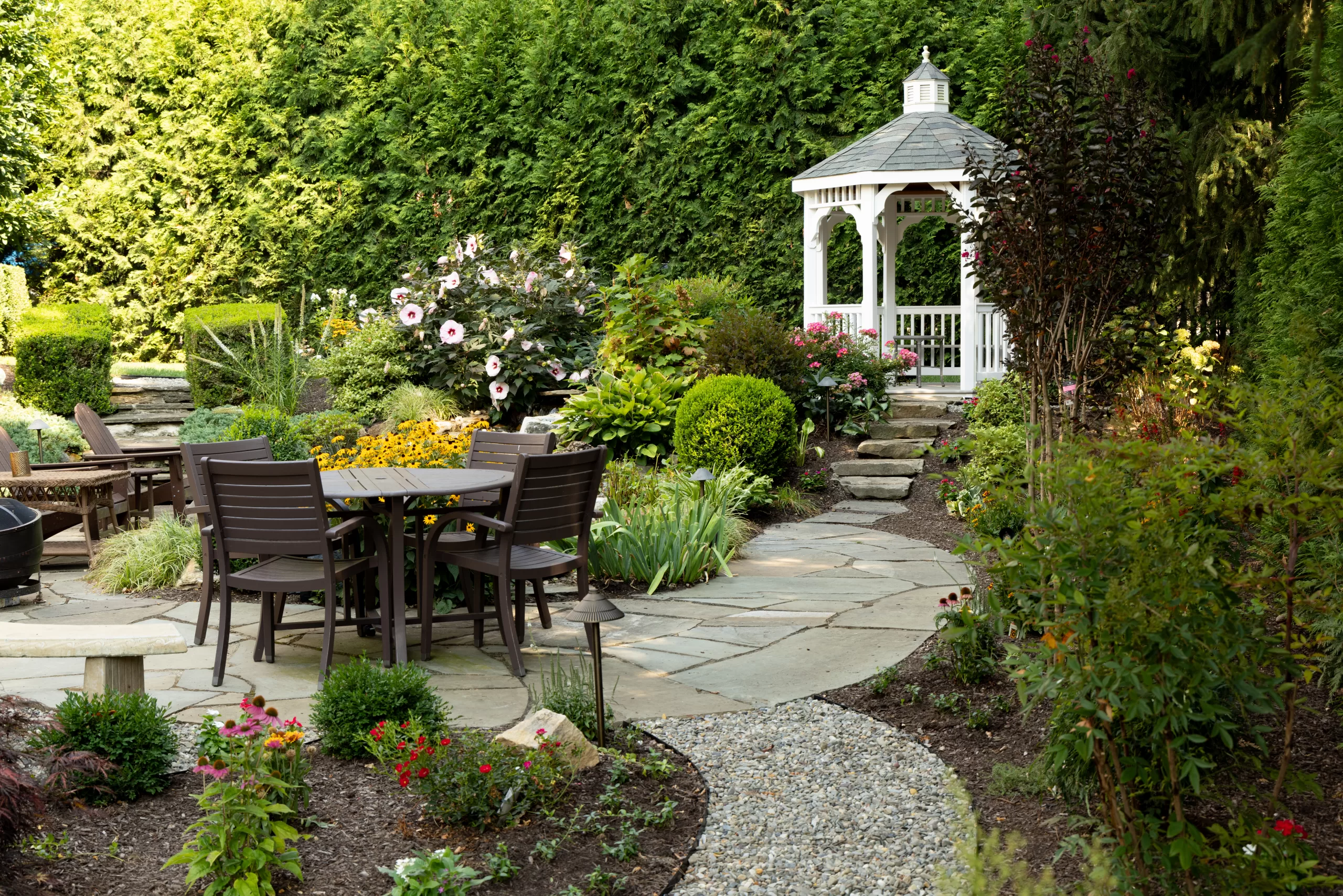 patio with landscaping and gazebo